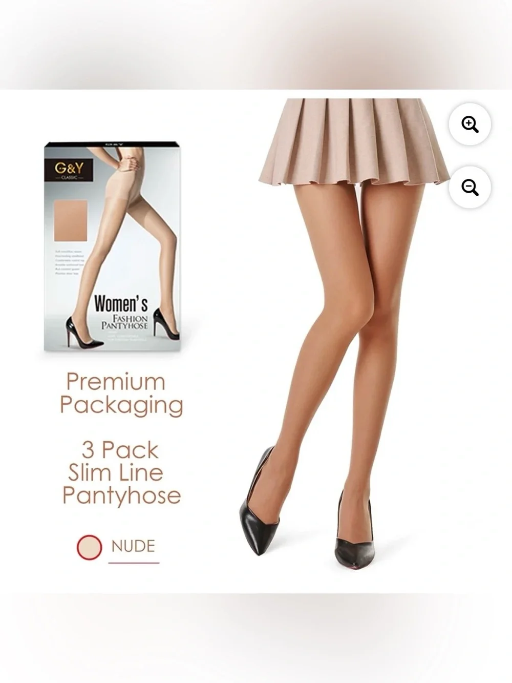 G&Y Classic Women’s Sheer Control Top Pantyhose 3 Pair Nude Size Small New